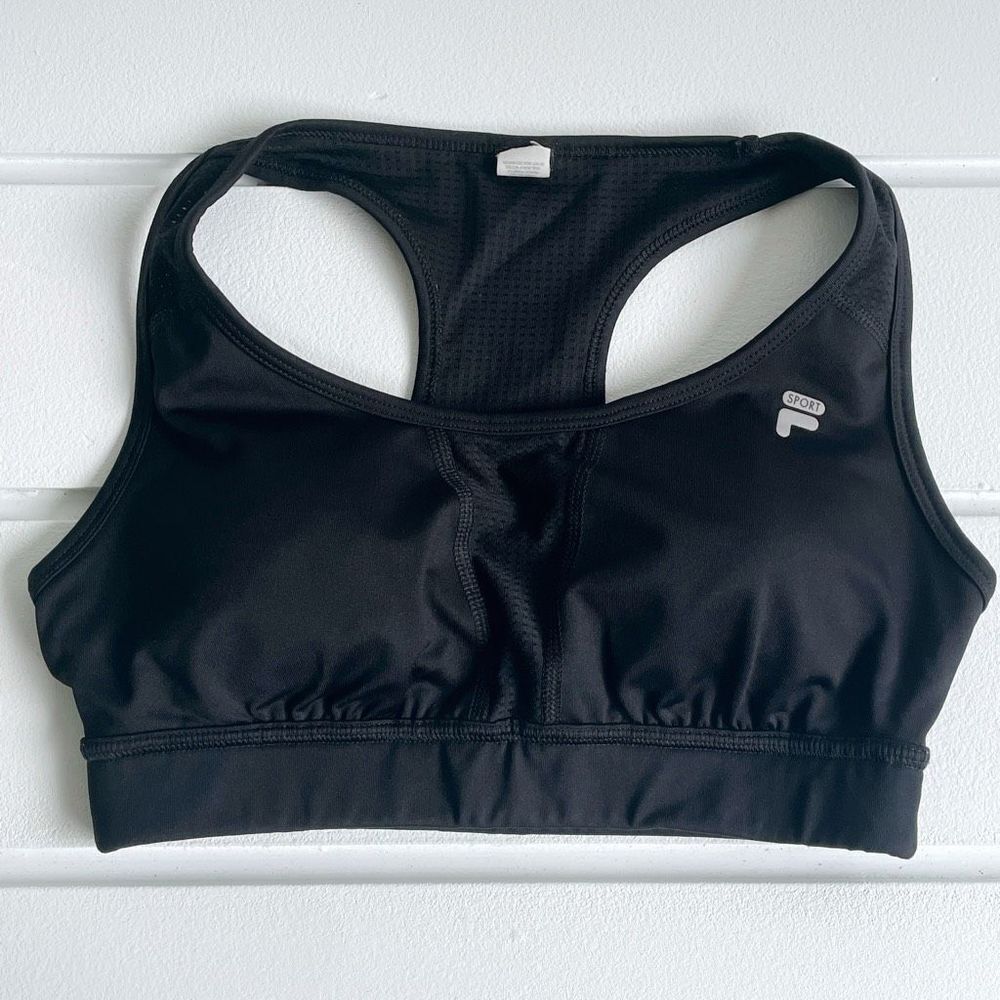 Fila Sport Women's Black Racerback Cutout Performance Tru-Dry Sports Bra Small